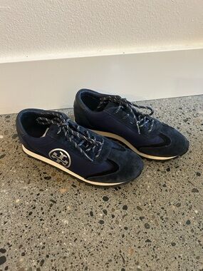 Tory Burch Navy Suede Sneakers